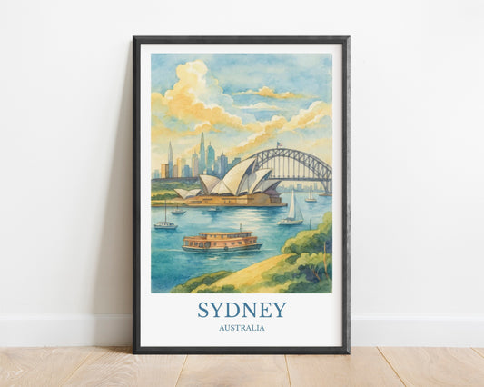 Sydney, Watercolor design poster, Australia Print, Sydney Wall Art