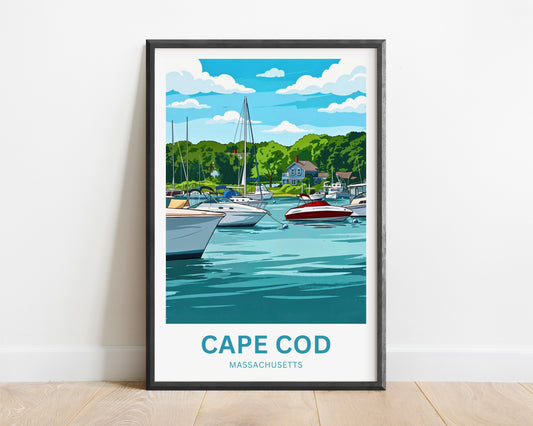 Cape Cod Travel Poster - Coastal Harbor