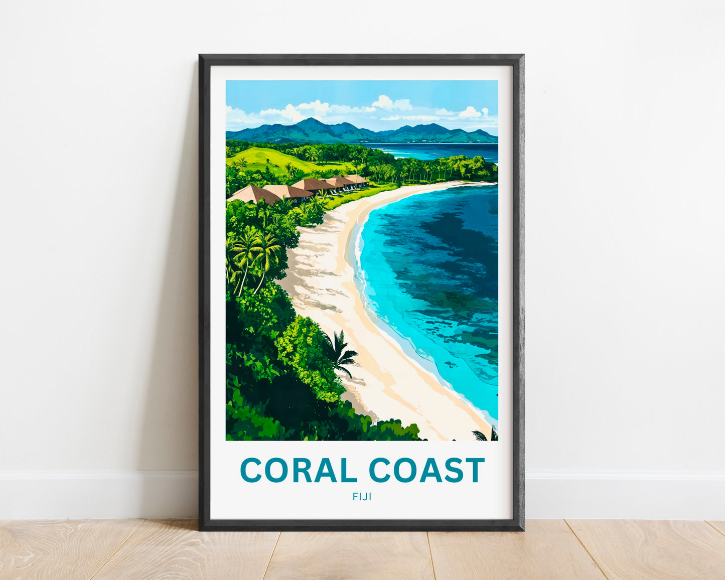 Coral Coast, Fiji Travel Poster - Where the Ocean Smiles