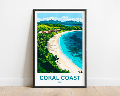 Coral Coast, Fiji Travel Poster - Where the Ocean Smiles