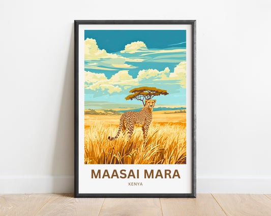 Maasai Mara Travel Poster - National Reserve of Kenya