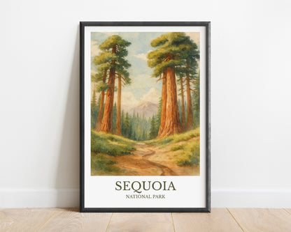 Sequoia National Park, Watercolor design poster, California Print, Sequoia National Park Wall Art