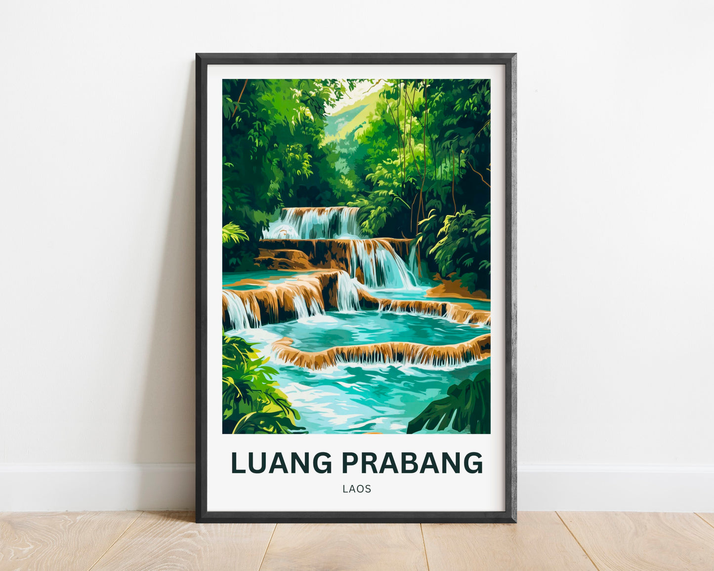 Luang Prabang Travel Poster - Captivating Waterfalls in Laos