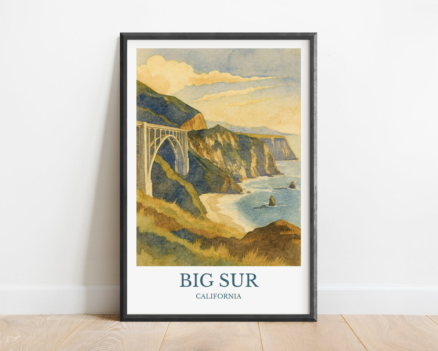 Big Sur, Watercolor design poster, California Print, Big Sur Wall Art