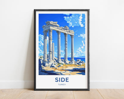 Side, Turkey Travel Poster - Discover Ancient Apollo’s Temple