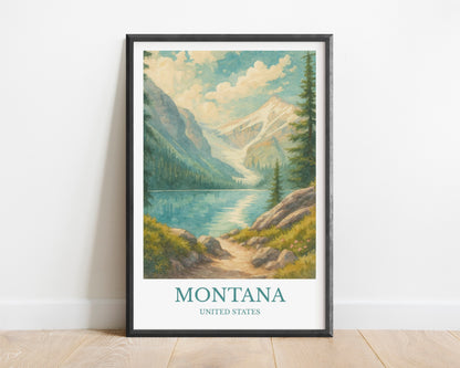 Montana, Watercolor design poster, Big Sky Print, Montana Wall Art