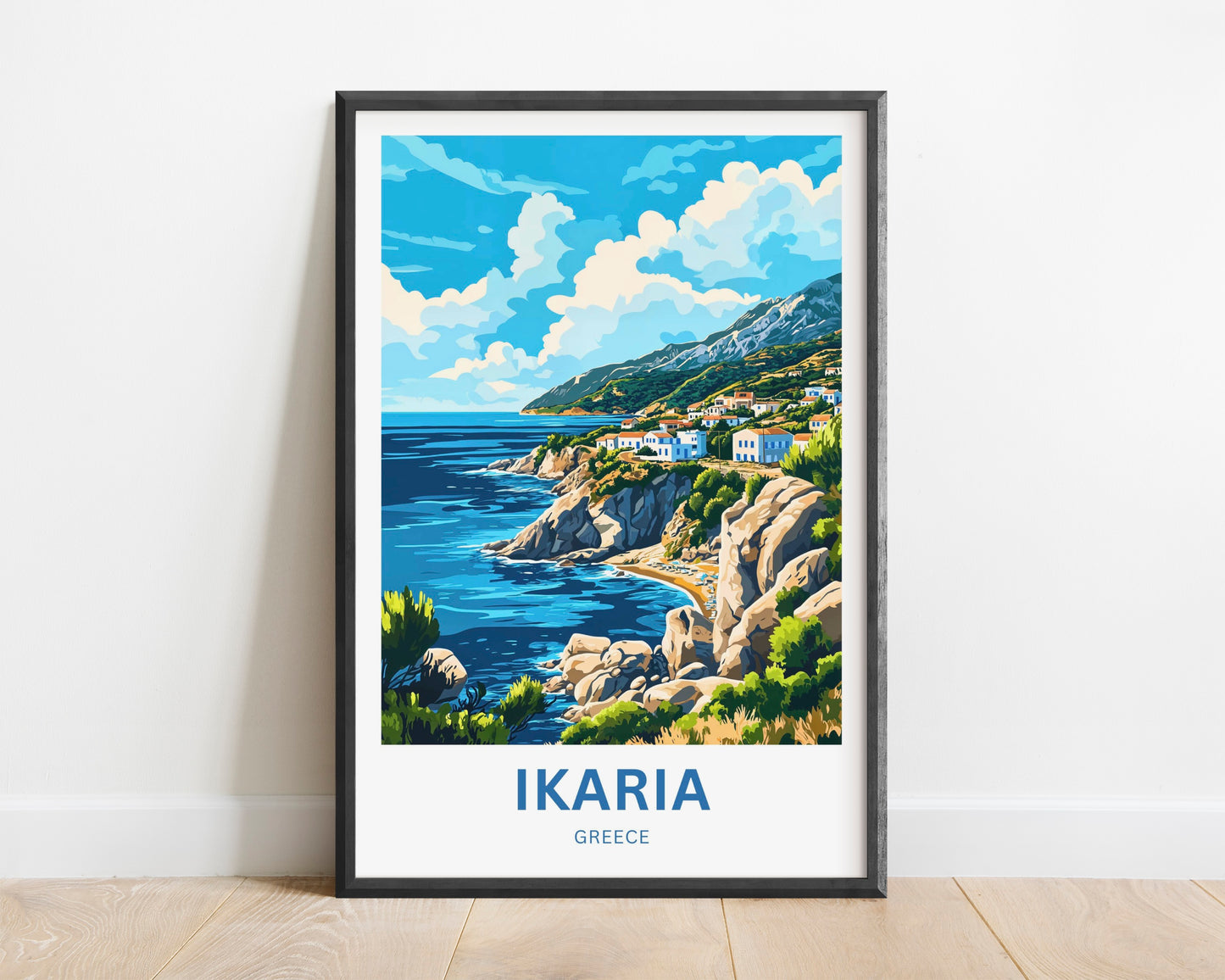 Ikaria Beach Travel Poster  - Coastal Bliss