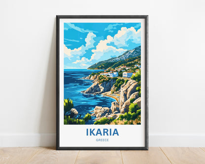 Ikaria Beach Travel Poster  - Coastal Bliss
