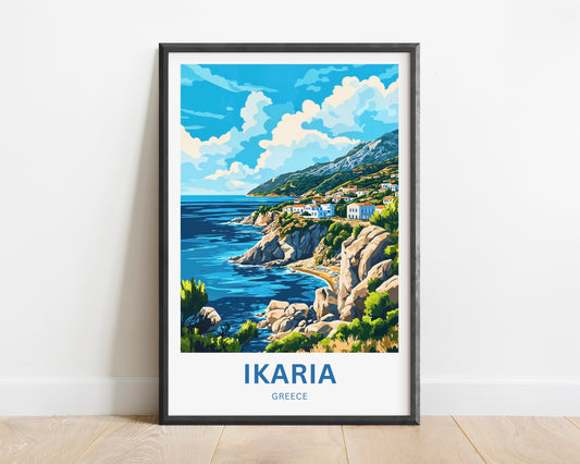 Ikaria Beach Travel Poster  - Coastal Bliss
