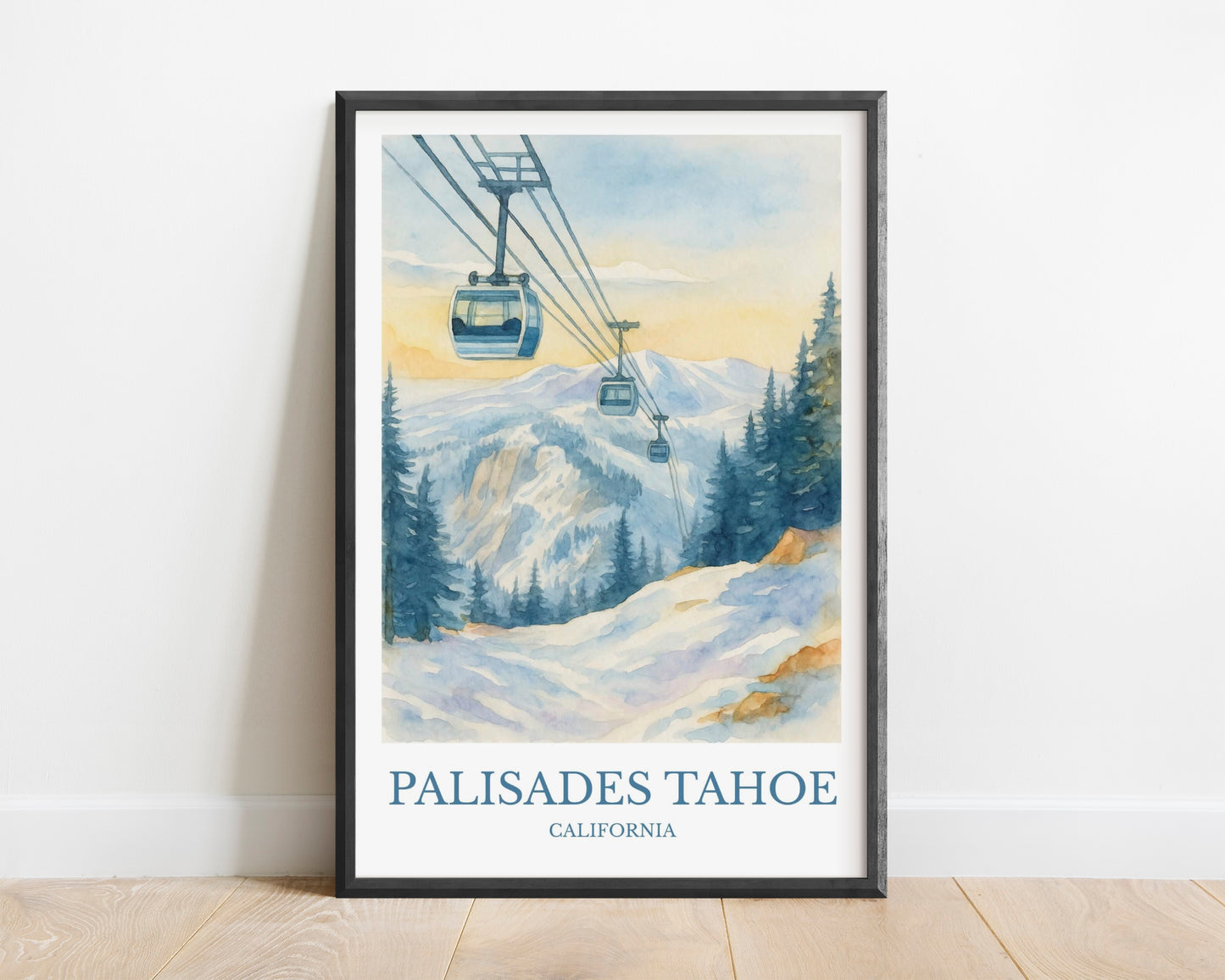 Palisades Tahoe, Watercolor design poster, California Print, Palisades Tahoe Wall Art