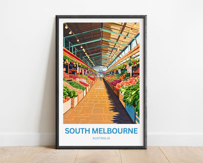 South Melbourne Market Travel Poster  - Explore Melbourne’s Fresh Side