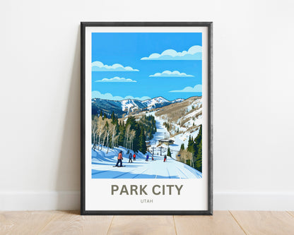 Park City Travel Poster - Fun Skiing