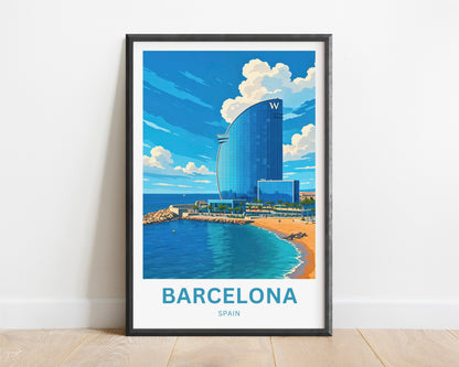 Barcelona Travel Poster  - Spain Skyline Icon