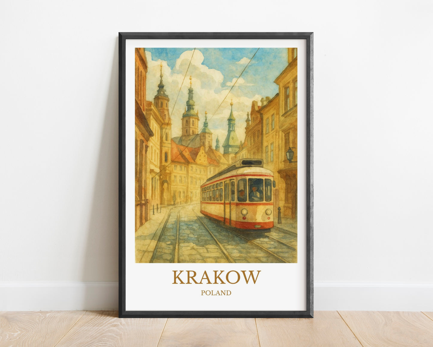 Kraków, Watercolor design poster, Poland Print, Kraków Wall Art