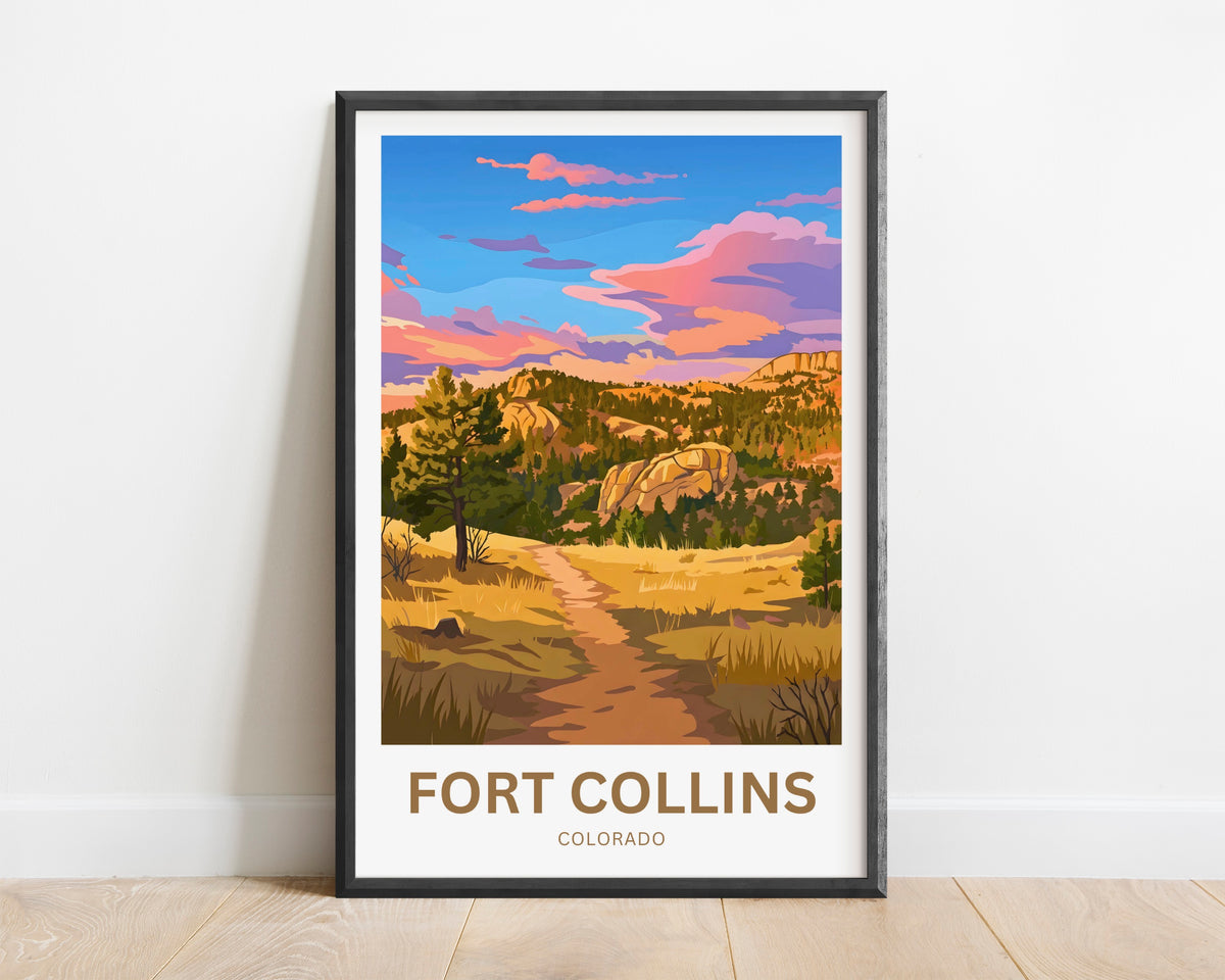 Fort Collins Travel Poster - Colorado Adventure