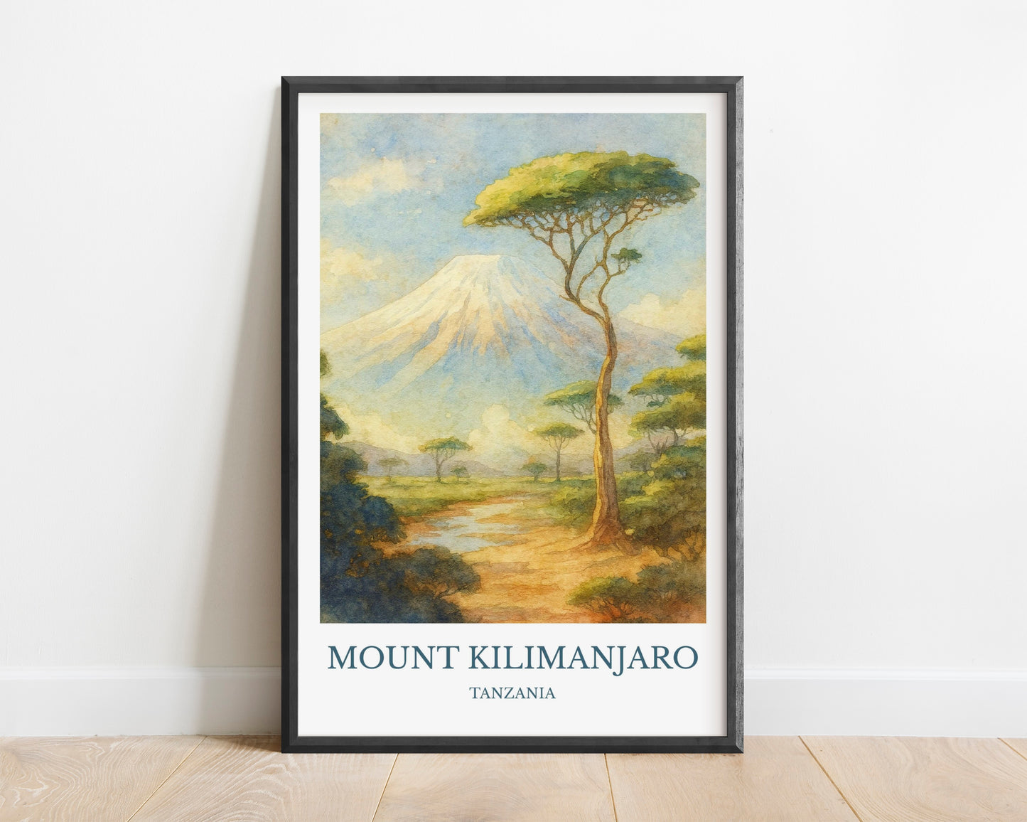 Mount Kilimanjaro, Watercolor design poster, Africa Print, Mount Kilimanjaro Wall Art