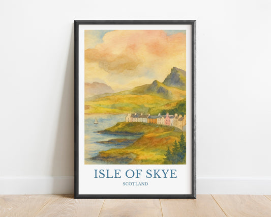 Isle of Skye, Watercolor design poster, Scotland Print, Isle of Skye Wall Art