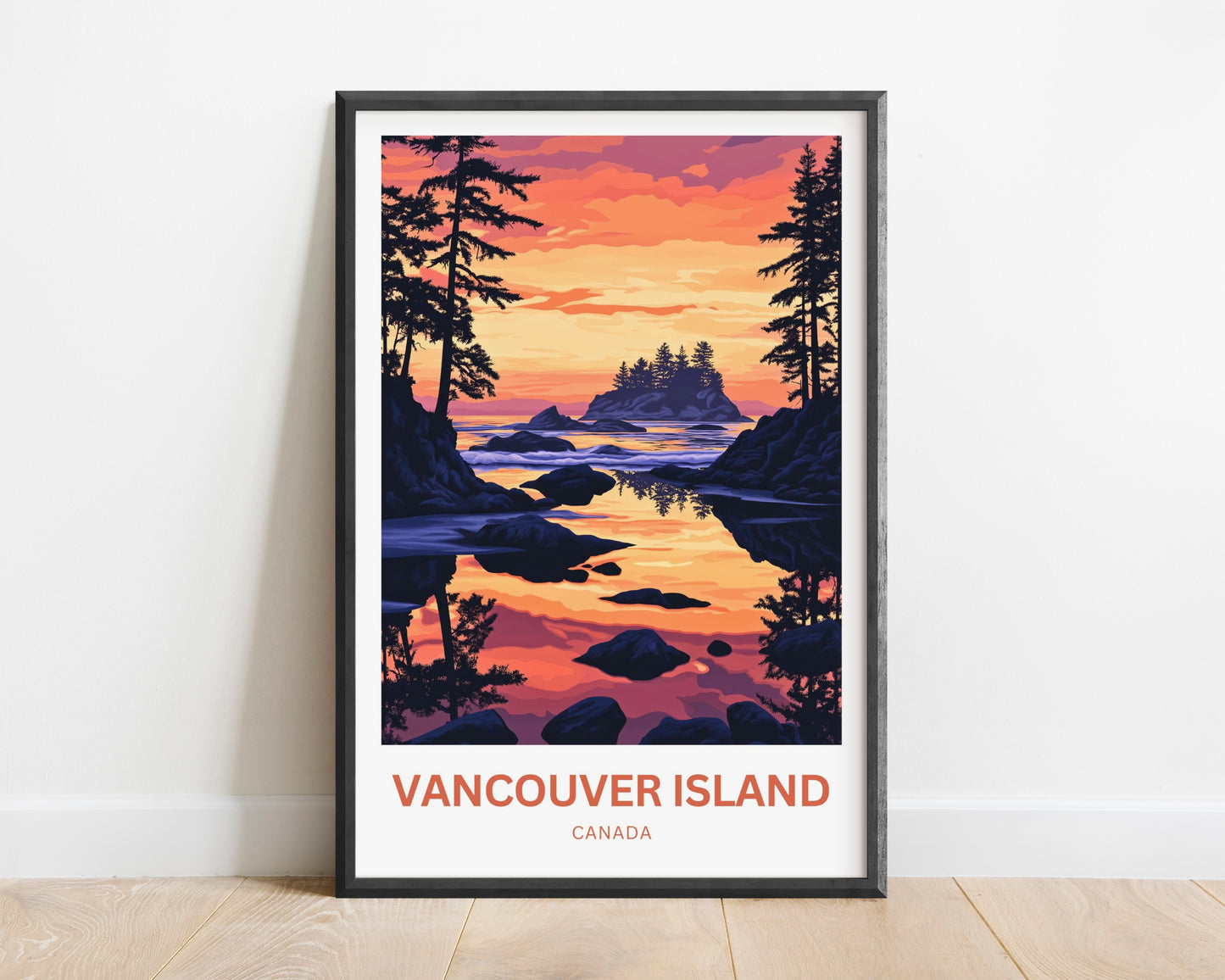 Vancouver Island Travel Poster - Captivating Sunset Island View