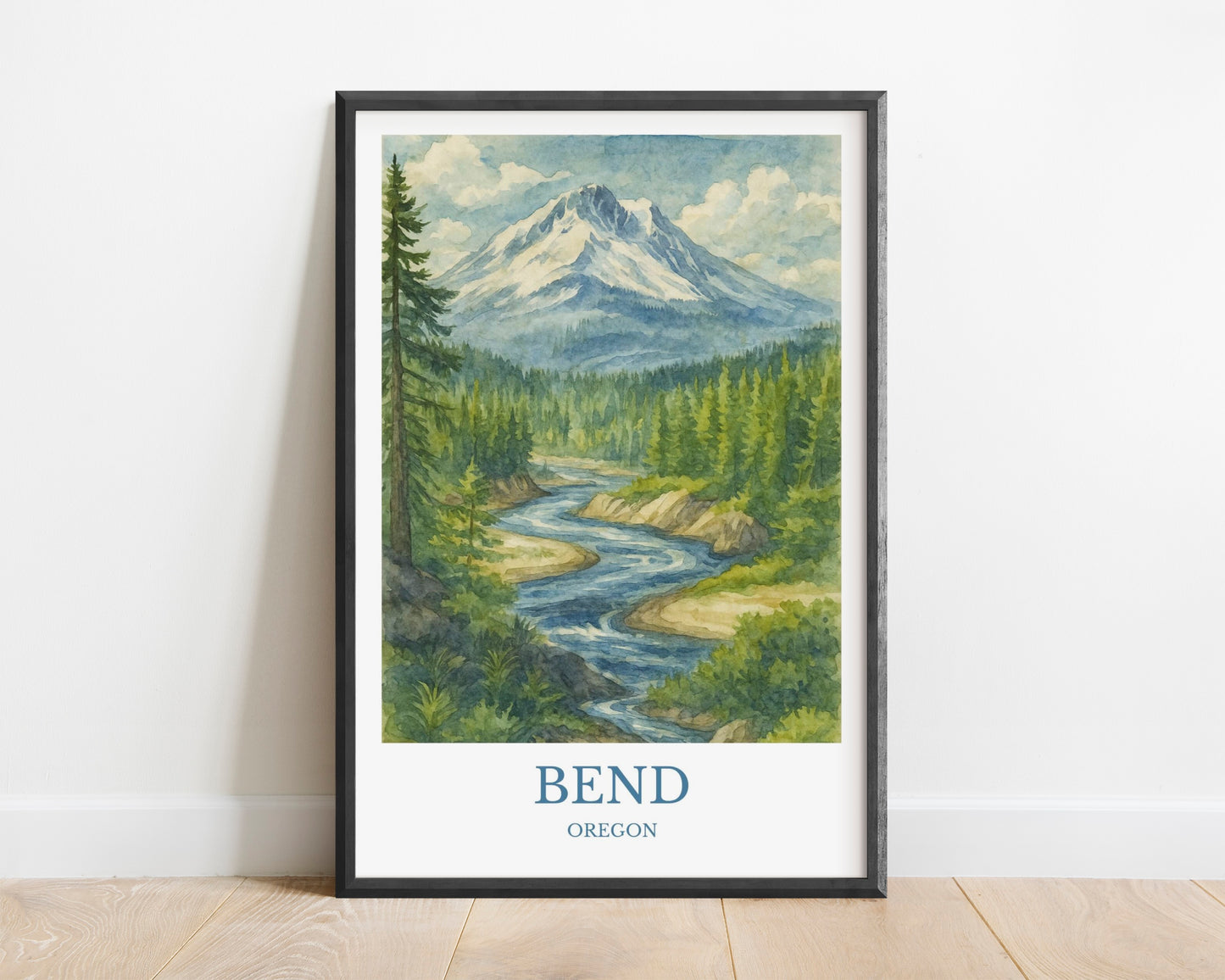 Bend, Watercolor design poster, Oregon Print, Bend Wall Art