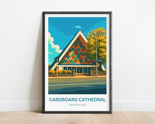 Cardboard Cathedral Travel Poster - Beautiful Iconic Christchurch