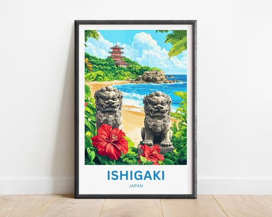Ishigaki Travel Poster - Shisa Spirits Island