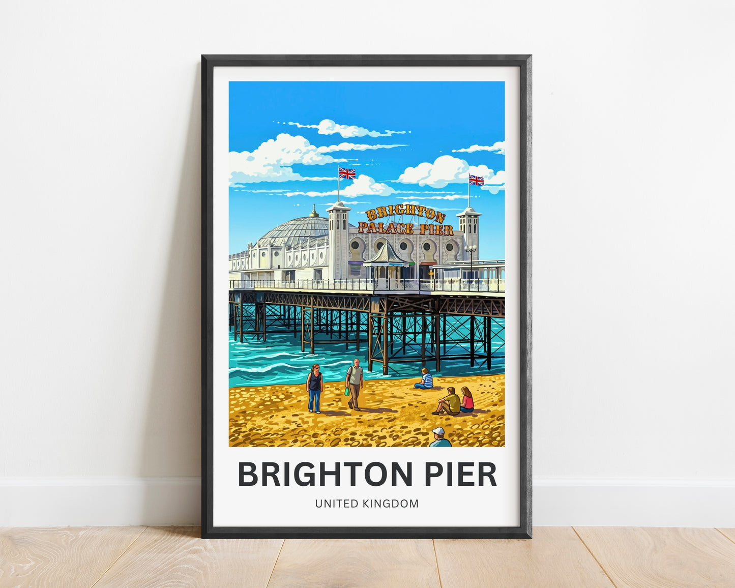 Brighton Pier Travel Poster - English Seaside Charm