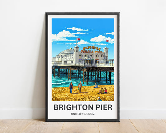 Brighton Pier Travel Poster - English Seaside Charm