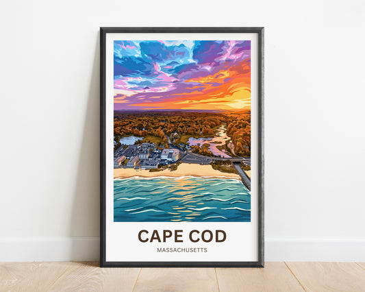 Cape Cod Travel Poster - Stunning Coastal Sunset