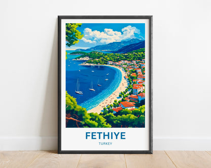 Fethiye Travel Poster - Charming Turkey's Coastal Town View