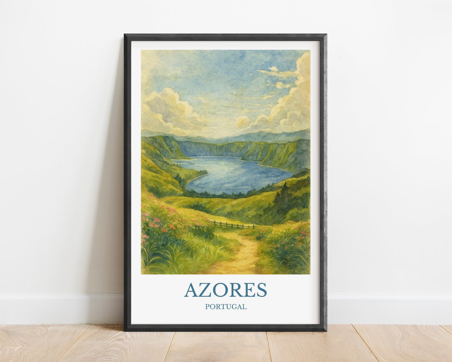 Azores, Watercolor design poster, Portugal Print, Azores Wall Art
