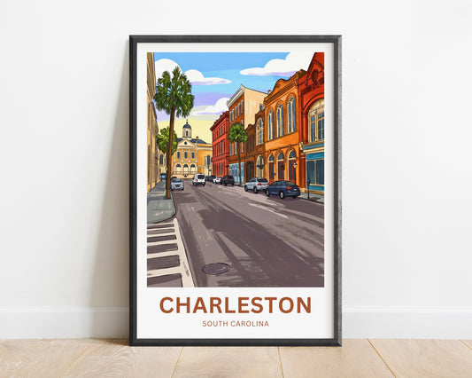 Charleston Historic District Travel Poster - Classic Streets