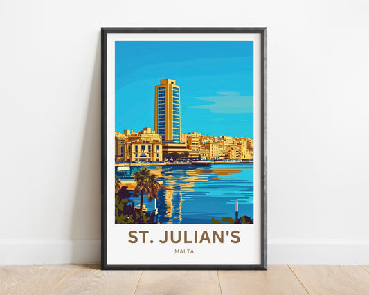 St. Julian’s Travel Poster- Malta’s Vibrant Gem