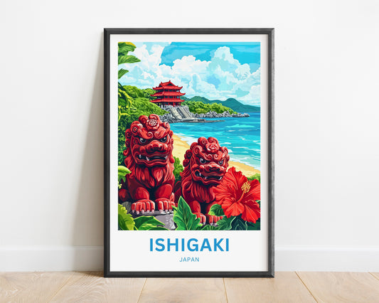 Ishigaki Travel Poster - Tropical Temple Coast