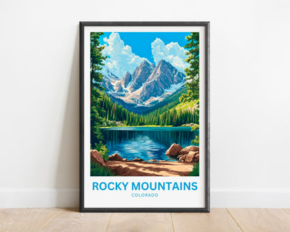 Rocky Mountains Travel Poster - Scenic Mountain Views and Landscapes