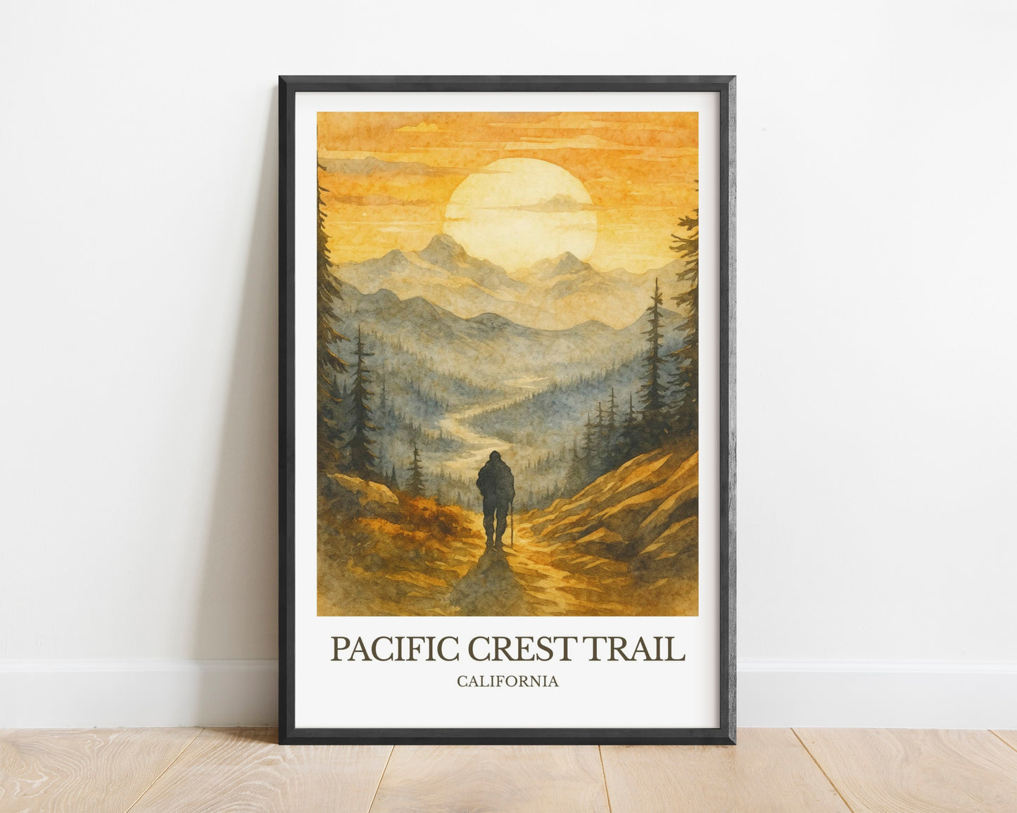 Pacific Crest Trail, Watercolor design poster, California Print, Pacific Crest Trail Wall Art