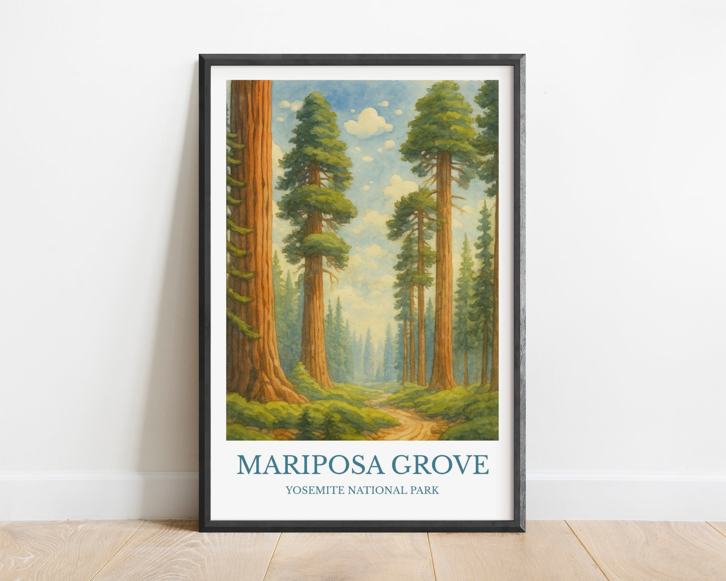 Mariposa Grove, Watercolor design poster, California Print, Mariposa Grove Wall Art