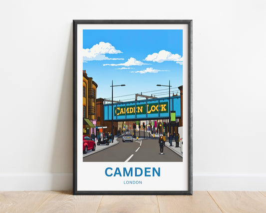 Camden Lock Travel Poster - Charming Street