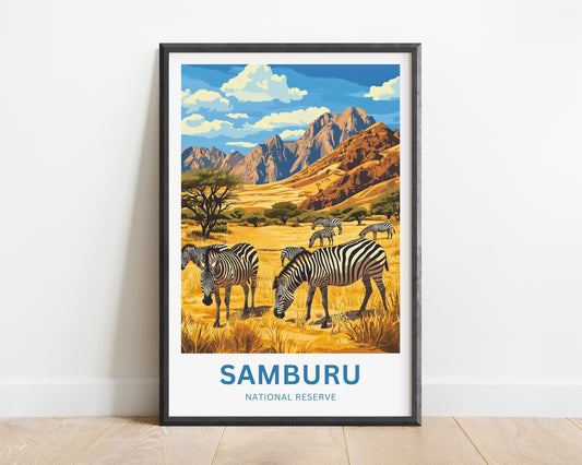 Samburu National Reserve Travel Poster - Wildlife and Adventure