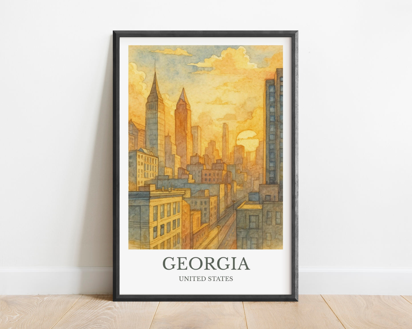 Georgia, Watercolor design poster, United States Print, Georgia Wall Art