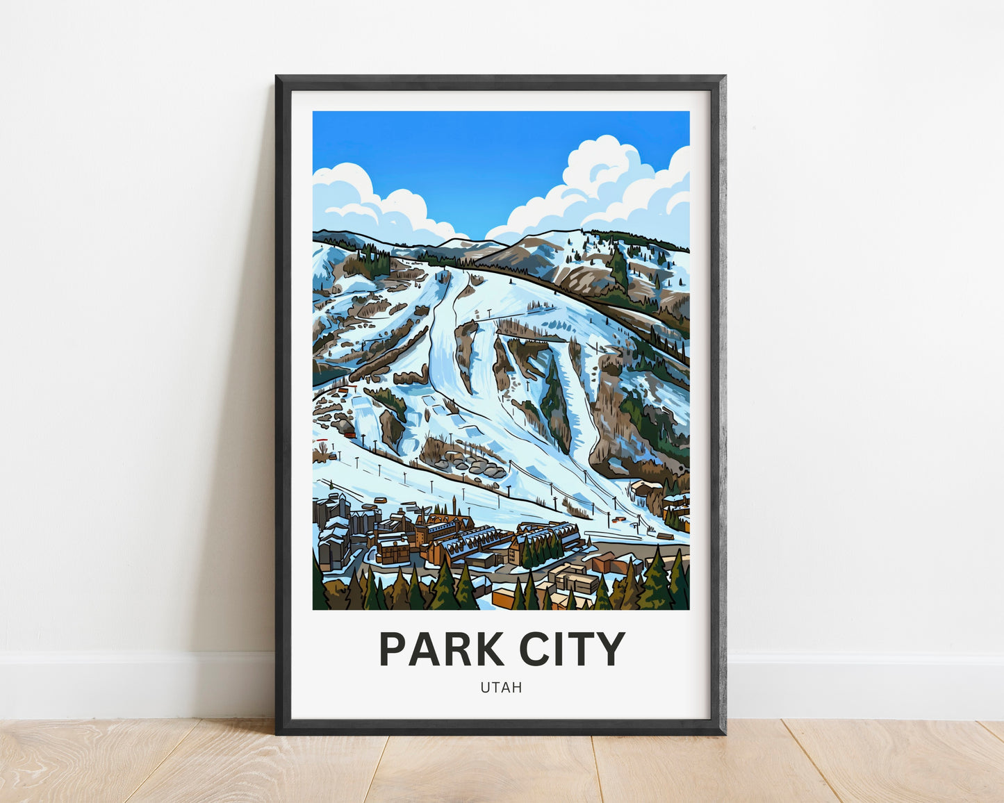 Park City Travel Poster- Snowy Peaks