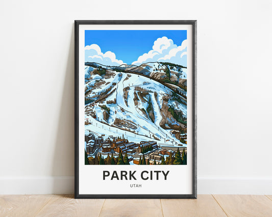 Park City Travel Poster- Snowy Peaks
