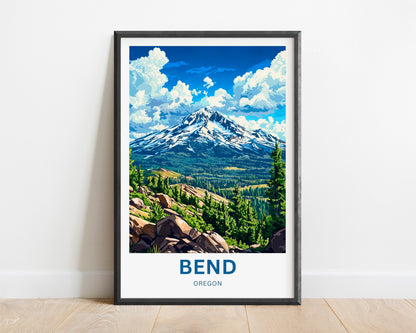 Bend Travel Poster - Breathtaking Majestic Mountains in Oregon