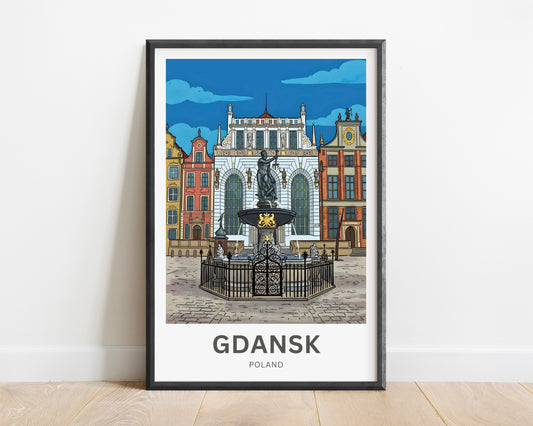 Gdańsk  Travel Poster - Iconic Statue