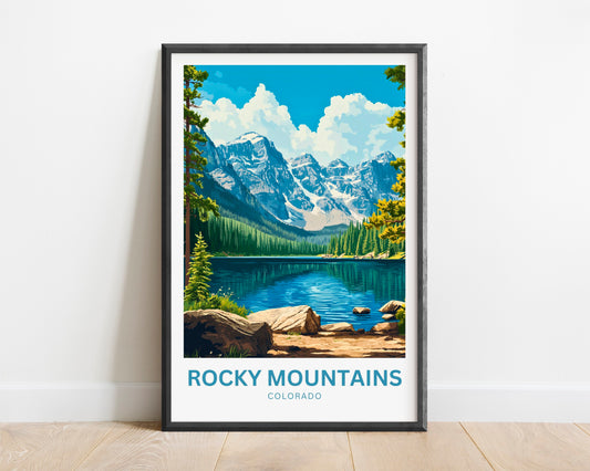 Rocky Mountains Travel Poster - Stunning Alpine Scenery