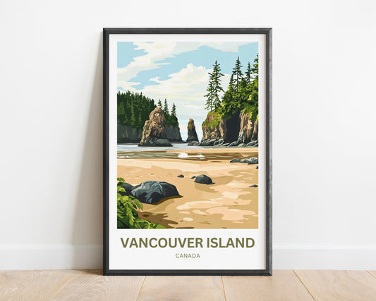 Vancouver Island Travel Poster - Among Giants and Waves