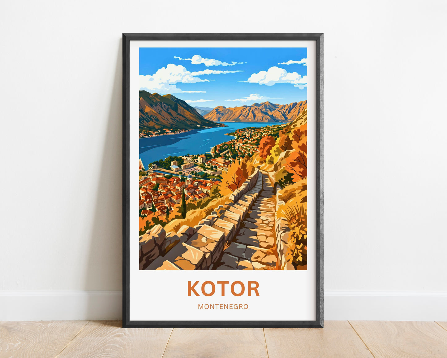 Kotor Travel Poster -   Montenegro Iconic Walkway