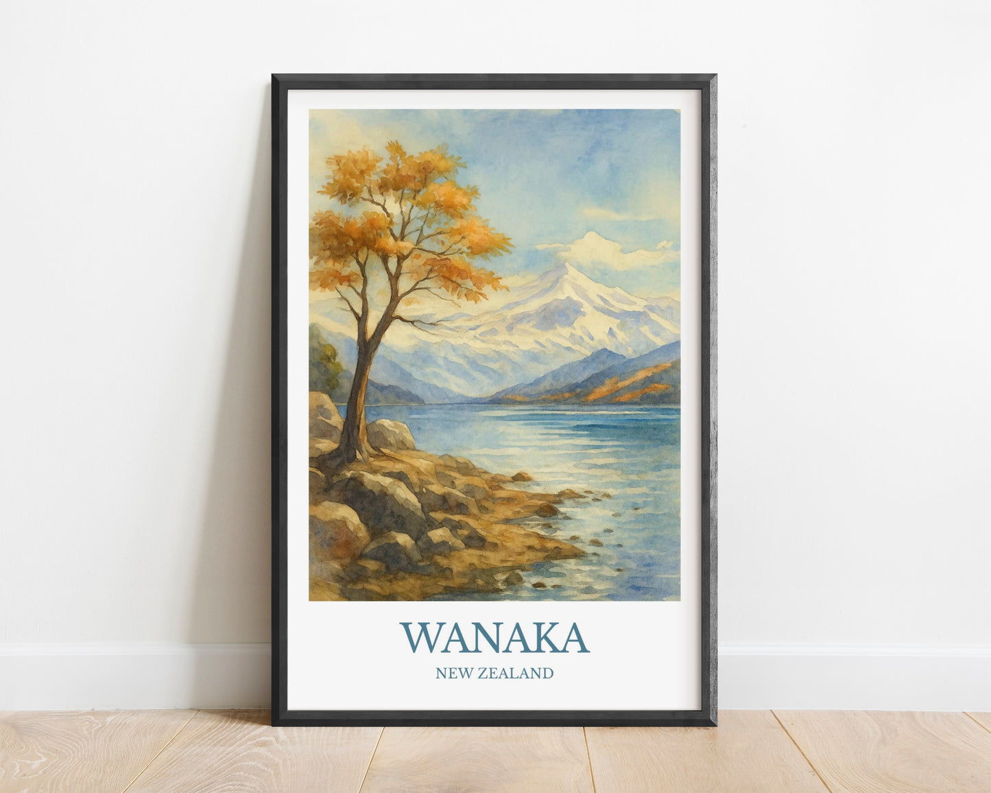 Wanaka, Watercolor design poster, New Zealand Print, Wanaka Wall Art