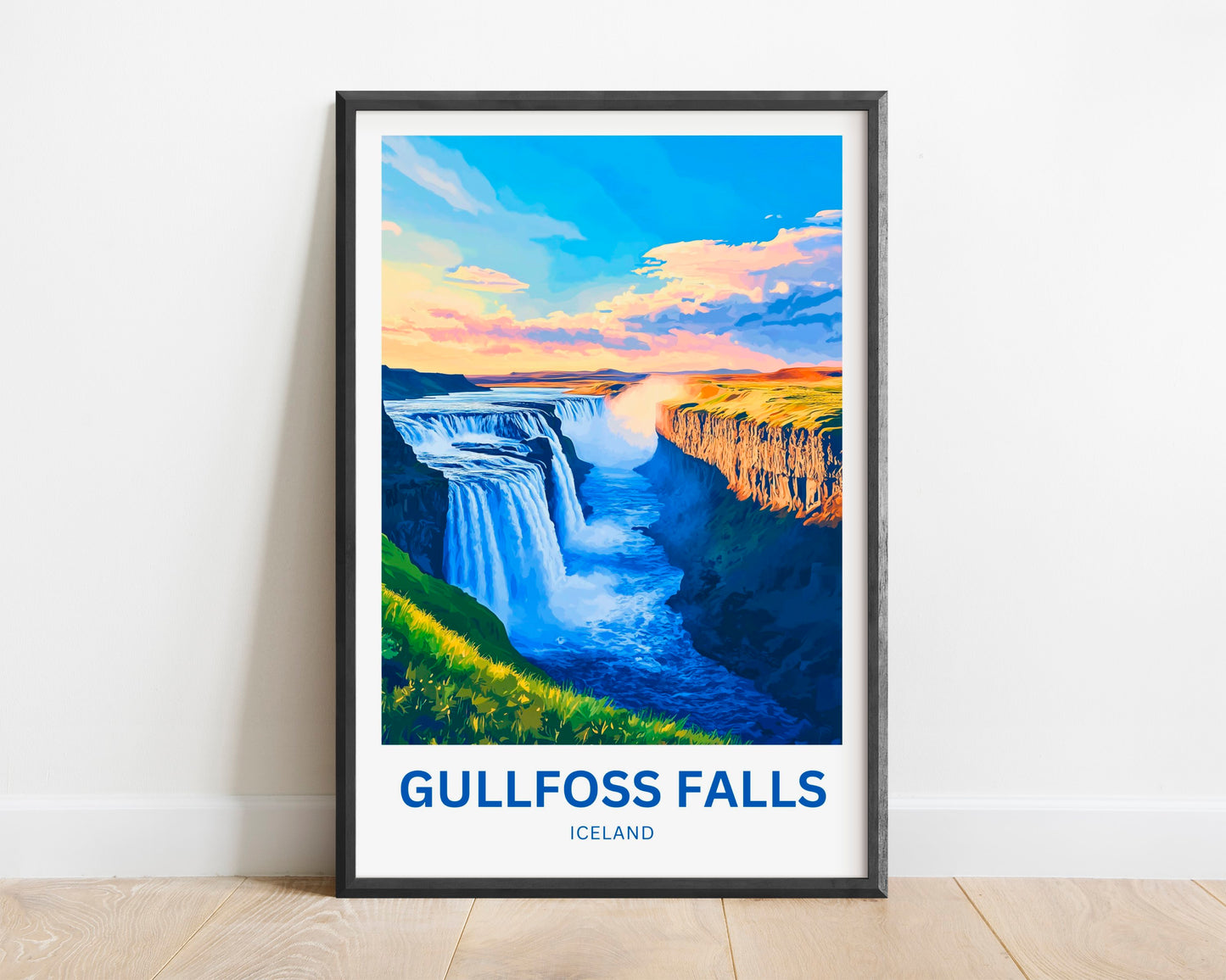 Gullfoss Falls Travel Poster - Iceland Landscape