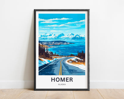 Homer Travel Poster - Captivating View of Alaskan Peaks