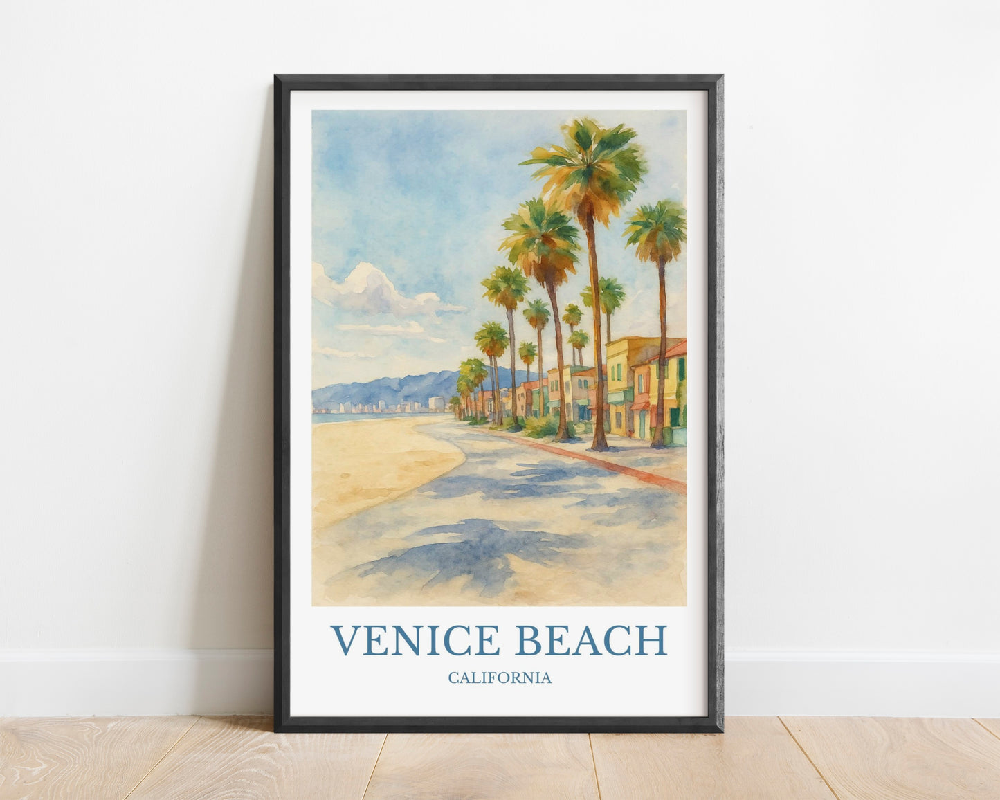 Venice Beach, Watercolor design poster, California Print, Venice Beach Wall Art